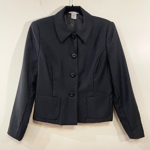 EUC Vintage 100% Wool Cropped Jacket Black 6, Small JG Hook - Picture 1 of 5